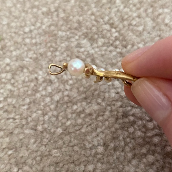 Vintage 14k Pearl & Diamond Ballerina Charm - Picture 4 of 11